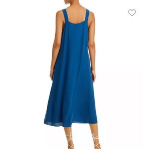 NWT Eileen Fisher Silk Georgette MIDI Dress, Atlantic Blue, M Orig $398